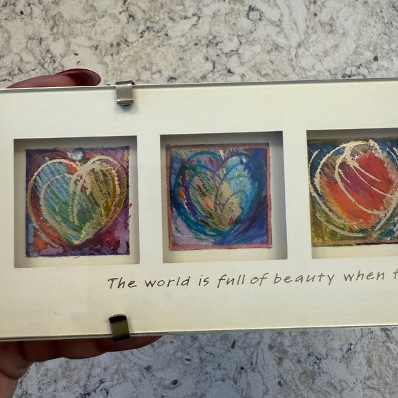 Unique Triple Matted Multicolor Desktop Art Print‎ Watercolor Hearts 9' x 3' - Picture 8 of 9